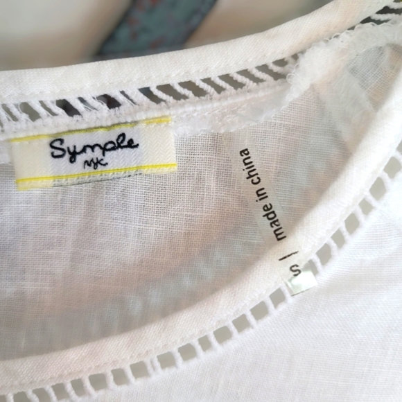 Symple NYC 100% Linen Off White Blouse Size S - Picture 2 of 5